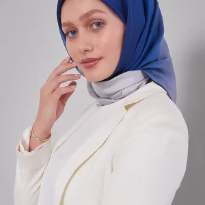 Saks Mavisi Twill Saf İpek Eşarp