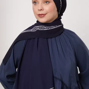 Lacivert Örgü Desen Medine İpeği